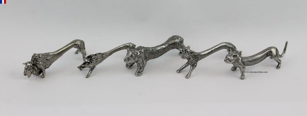 Lot de 5 porte couteaux en étain