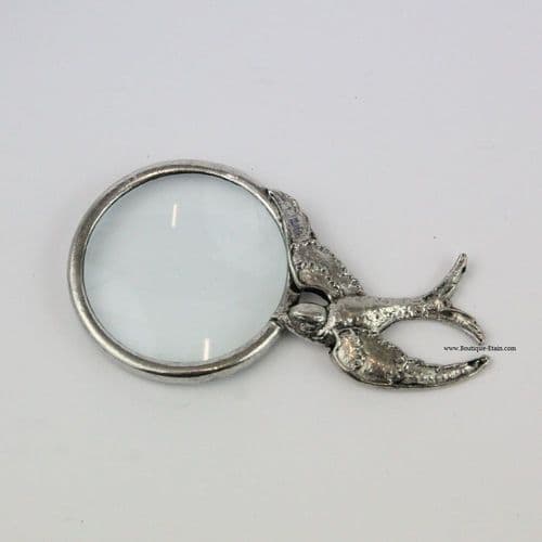 Loupe en étain motif oiseau ∅4cm
