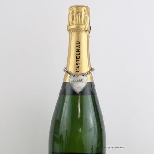 Médaillon pour bouteille coeur en étain