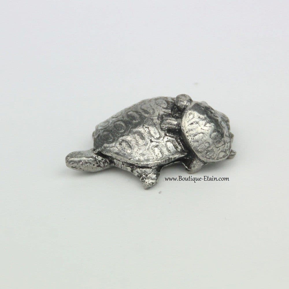 Maman tortue et son petit en étain