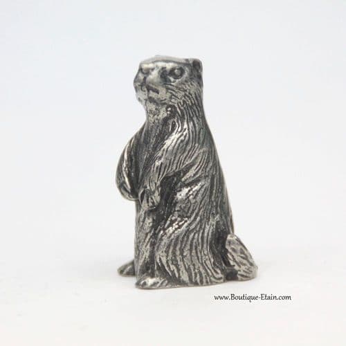 Marmotte miniature en étain