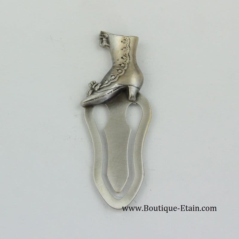 Marque page bottine en étain