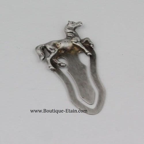 Marque page cheval debout en étain