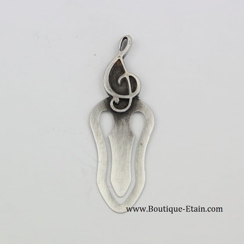 Marque page en étain Clef de SOL, musique
