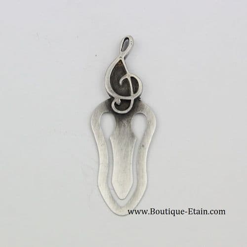 Marque page en étain Clef de SOL, musique