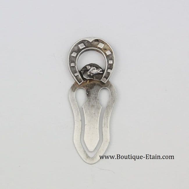 Marque page fer à cheval en étain