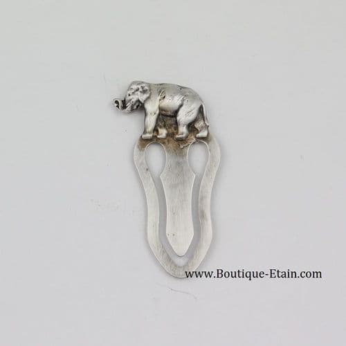 Marque page éléphant en étain