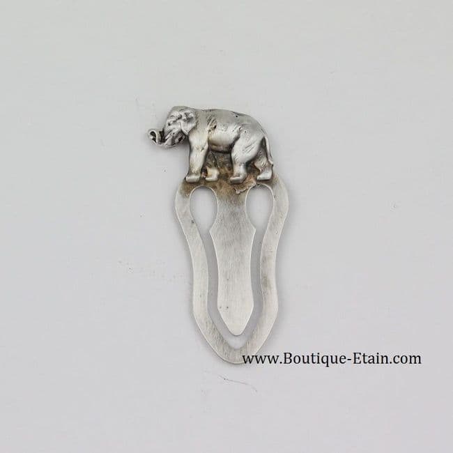 Marque page éléphant en étain