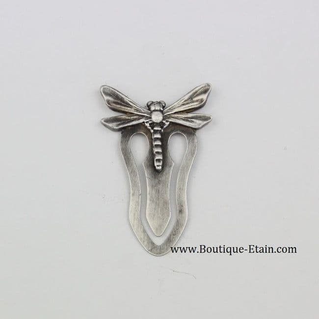 Marque page libellule en étain