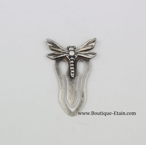 Marque page libellule en étain