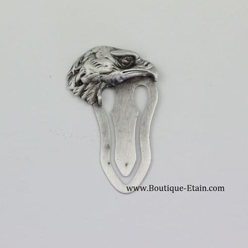 Marque page tête d'aigle en étain