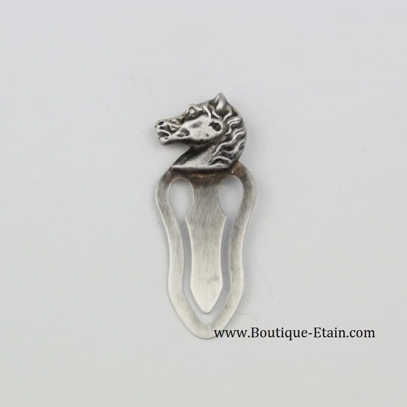 Marque page tête de cheval en étain