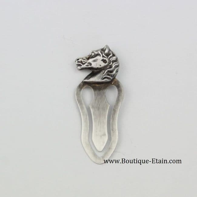 Marque page tête de cheval en étain