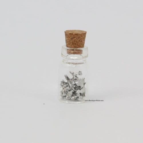 Mini fiole en verre avec copeaux d’étain – 2 cm
