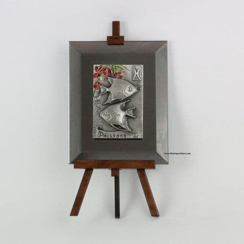 Miroir sur chevalet décor Poisson en étain