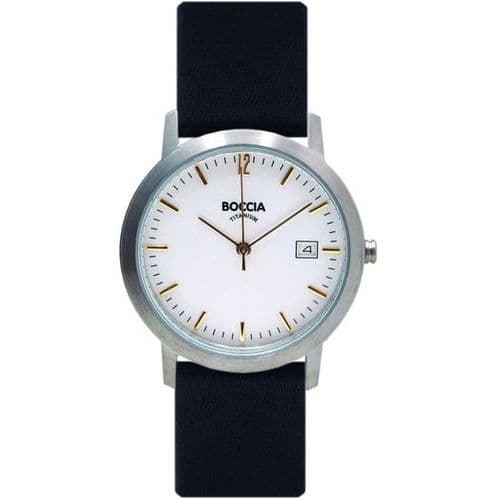 Montre Homme Boccia en titane et bracelet cuir noir ref 510-94