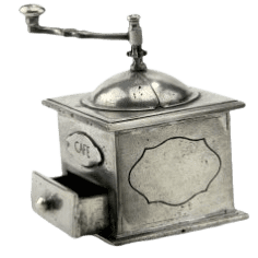 Moulin à café miniature en étain