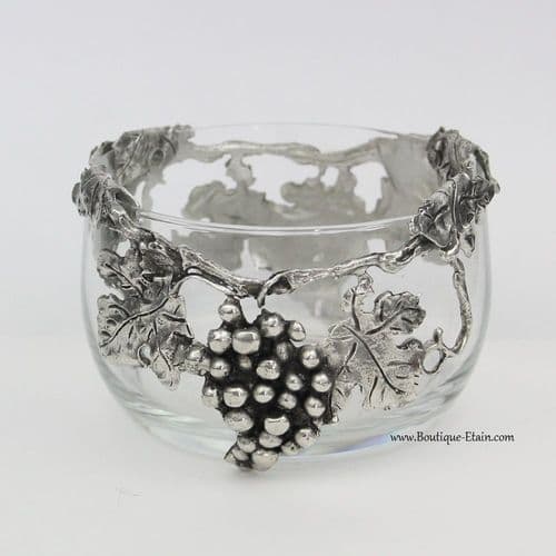 Petit bol en verre et étain