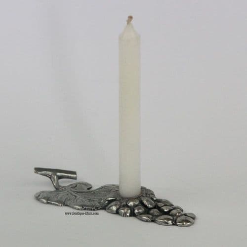 Petit bougeoir raisin en étain