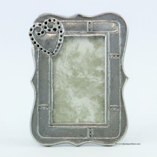 Petit cadre photo en étain motif coeur