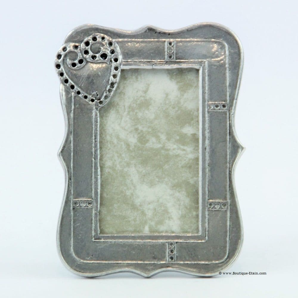 Petit cadre photo en étain motif coeur