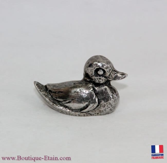 Petit canard miniature en étain