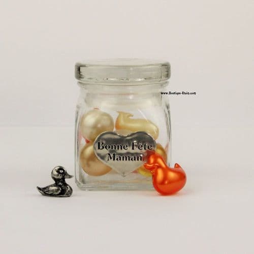 Petit pot à garnir "Bonne fête maman" en étain