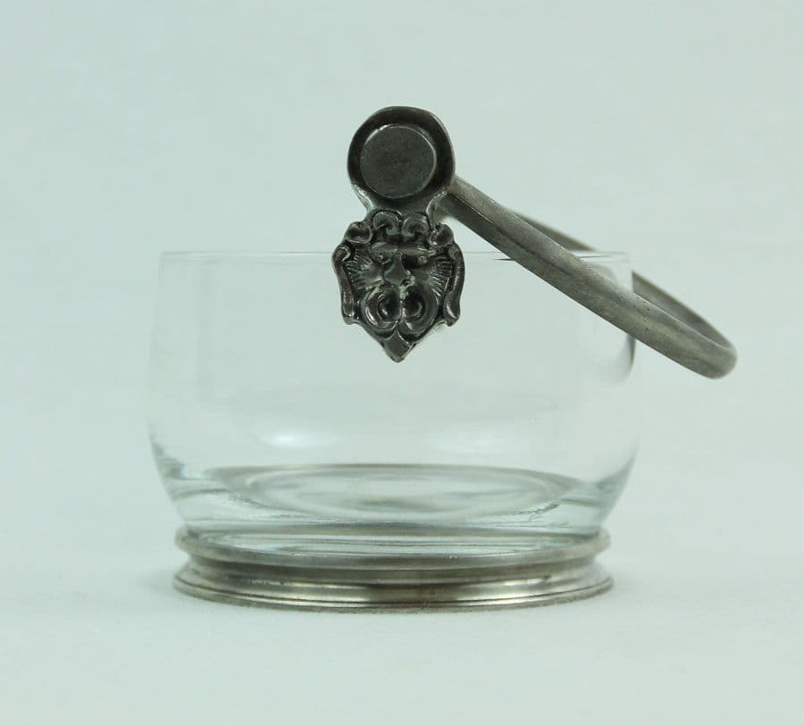 Petit seau, bol en verre et étain