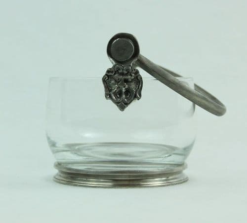 Petit seau, bol en verre et étain