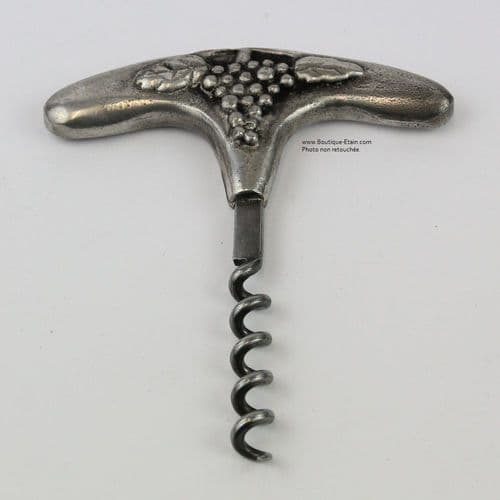 Petit tire bouchon en étain thème raisin