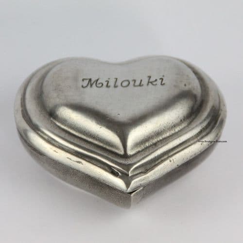 Petite boîte coeur rustique en étain + gravure