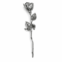 Petite rose d'étain brillant H 21 cm