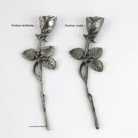 Petite rose en étain dans coffret + étiquette gravée