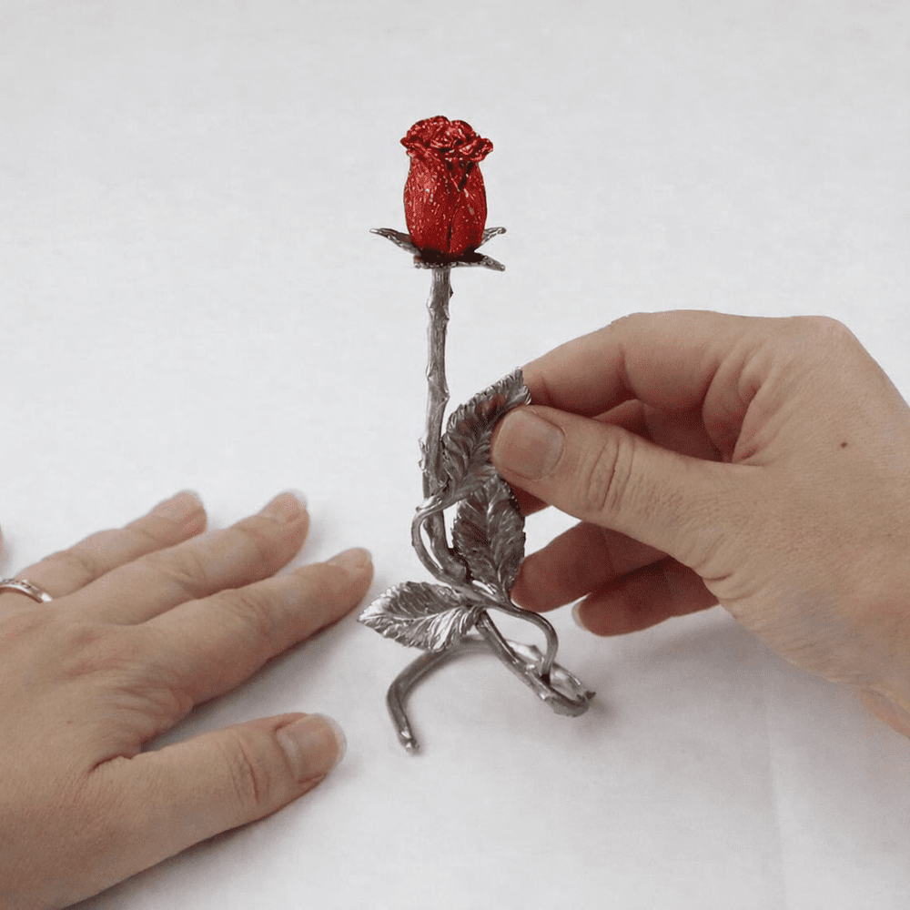 Petite Rose en étain à poser colorée