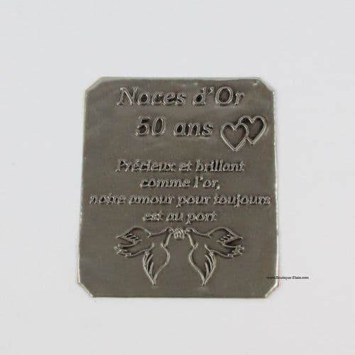 Plaque étiquette autocollante applique Noces d'or 50 ans de mariage