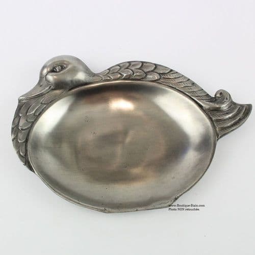 Plat de présentation décor canard en étain