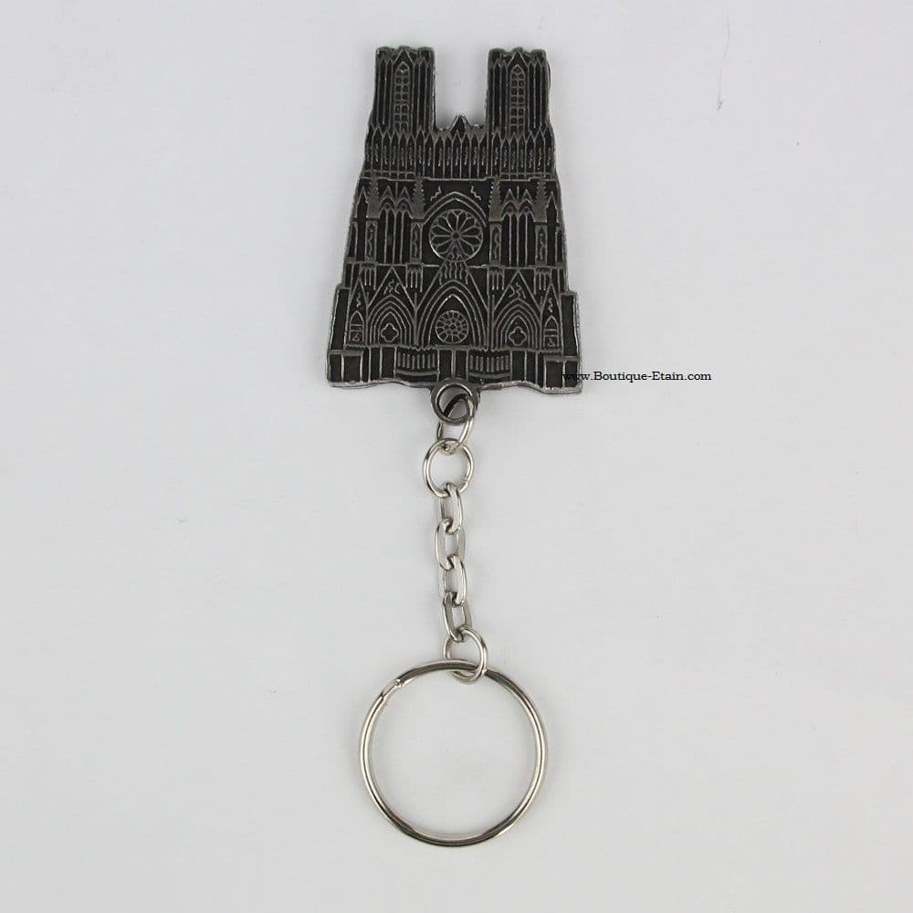 Port-Clefs Souvenir de Reims, la cathédrale en étain