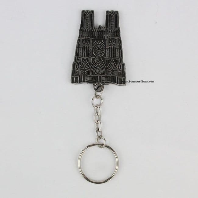 Port-Clefs Souvenir de Reims, la cathédrale en étain