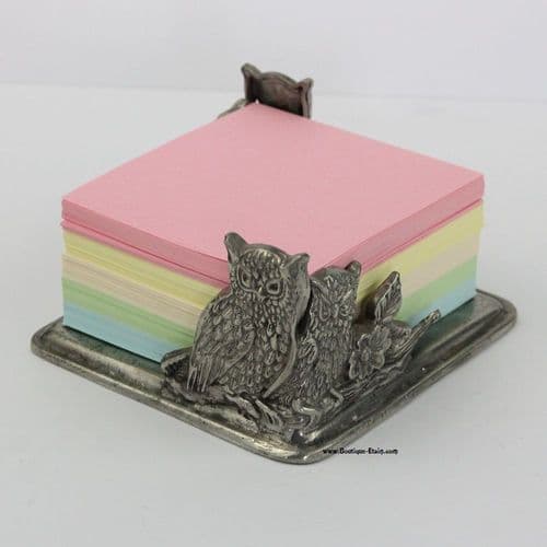 Porte bloc note papier en étain motif chouette ou hibou