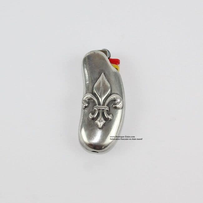 Porte briquet en étain Fleur de Lys
