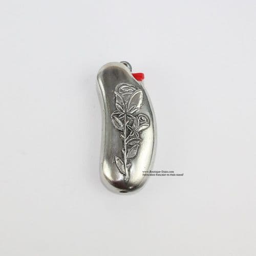 Porte briquet en étain Rose