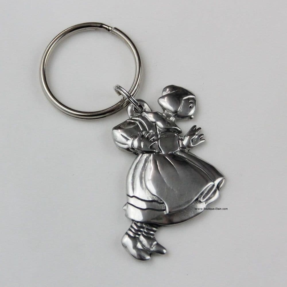 Porte-clés ou porte-clefs Bécassine en étain.