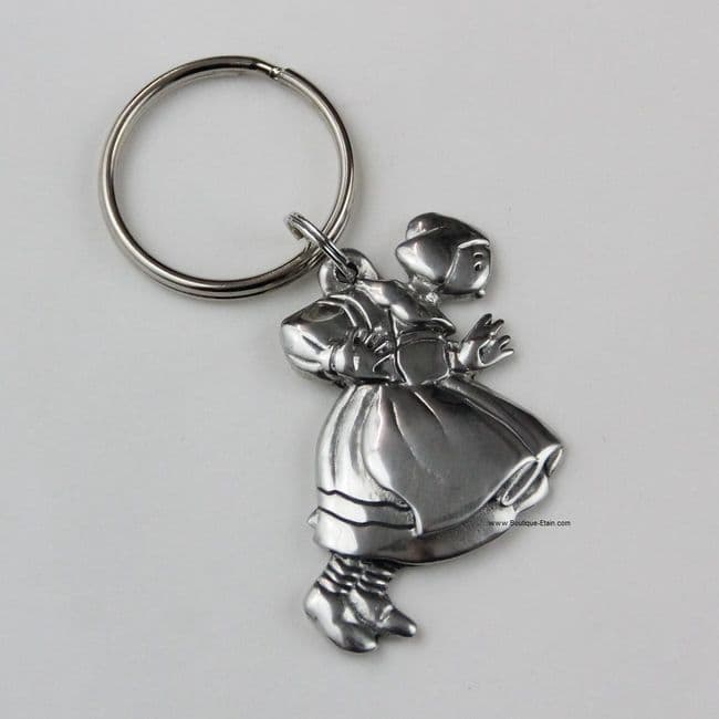 Porte-clés ou porte-clefs Bécassine en étain.