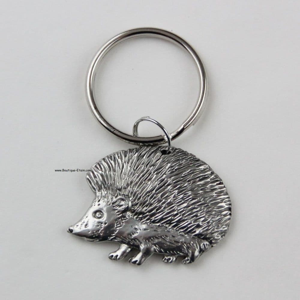 Porte-clés ou porte-clefs hérisson en étain