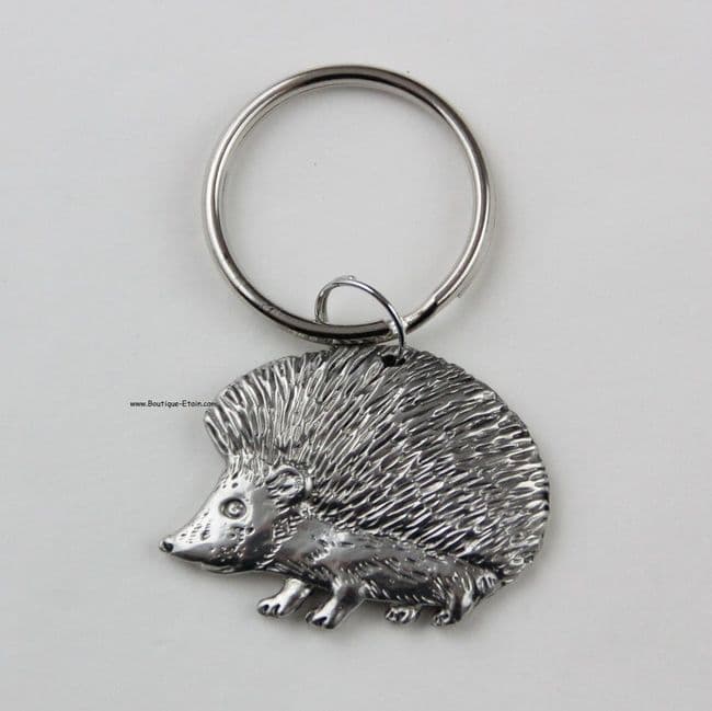Porte-clés ou porte-clefs hérisson en étain