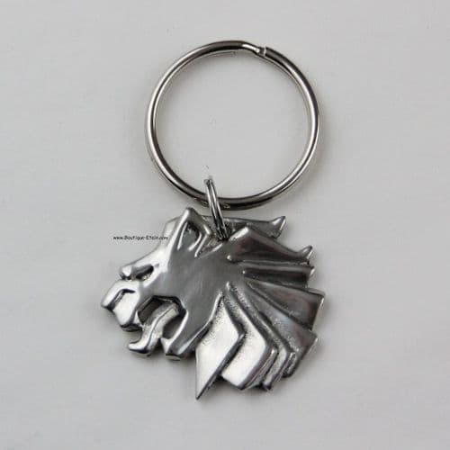 Porte-clés ou porte-clefs tête de Lion en étain