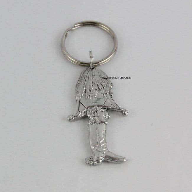 Porte-clés ou porte-clefs Wellington en étain