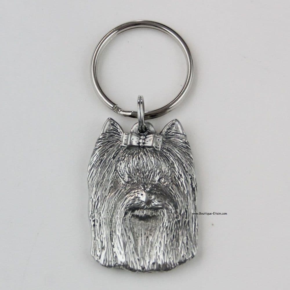 Porte-clés Chien Yorkshire Terrier En Alliage émail Strass - Fait Main Vintage
