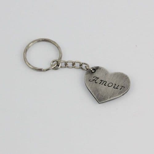 Porte clef cœur en étain coeur à graver