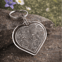 Porte clef coeur avec paillettes d'étain véritables